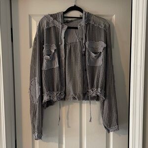 POL Woven Gray Utility Jacket